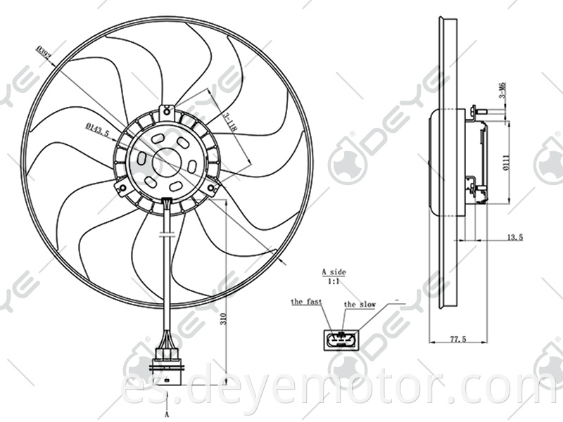 6Q0959455AD 6R0959455C ventiladores de radiador eléctrico automático para VW DERBY FOX SKODA FABIA SEAT CORDOBA